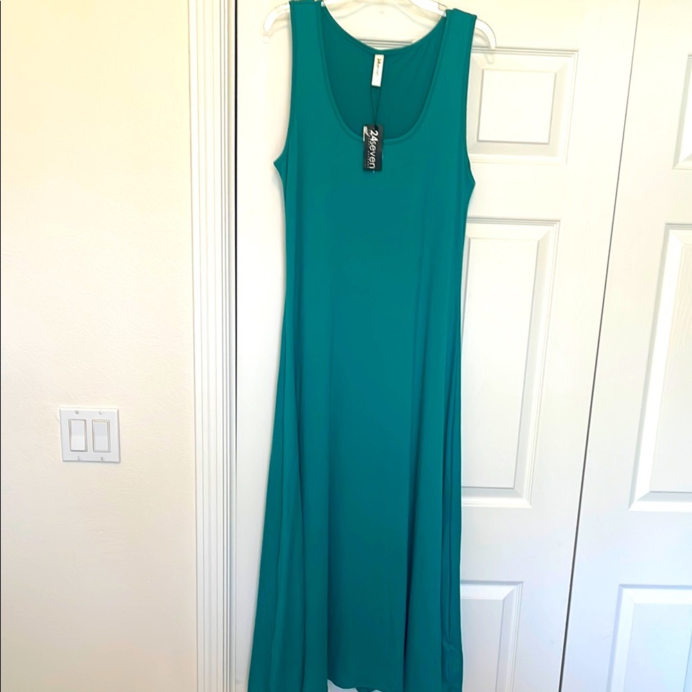 24seven Teal Sleeveless Maxi Dress. Size 1X